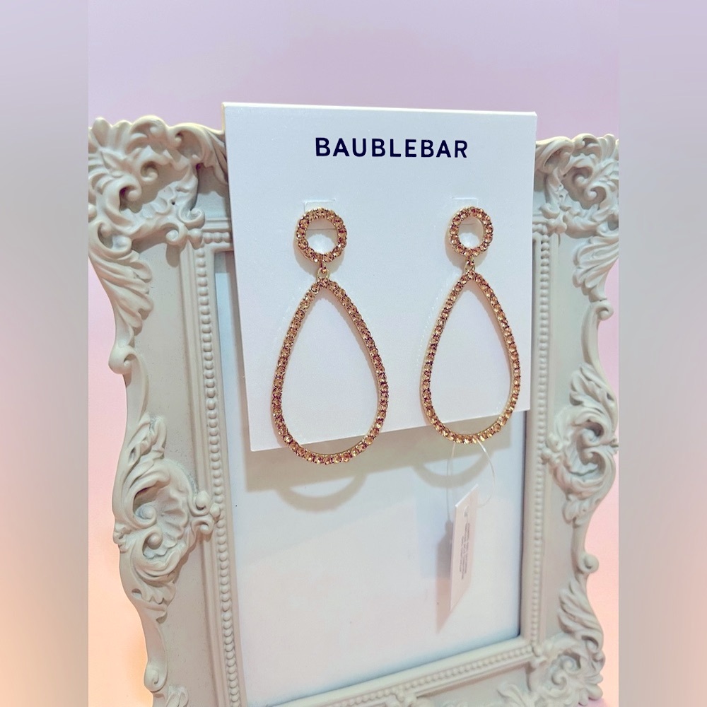 BaubleBar Sparkling Peach and Gold Drop Earrings